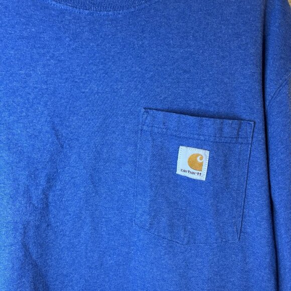 Carhartt Men's Blue Pocket Loose Fit Short Sleeve T-Shirt Size Large #241 - Picture 2 of 7